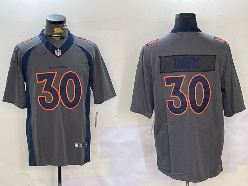 Men's Denver Broncos Terrell Davis #30 Gray Jersey Men's Denver Broncos Terrell Davis #30 Gray Jersey